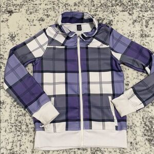Empyre light jacket zip up sweatshirt plaid purple size M